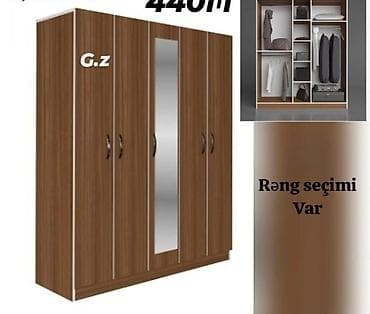 Geniş paltarsaxlama şkafı – 5 qapılı model - Orta qapıda tam ölçülü