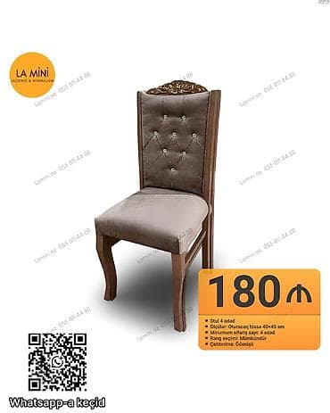 Klassik dizaynlı yumşaq stul - Material: Taxta karkas, yumşaq parça