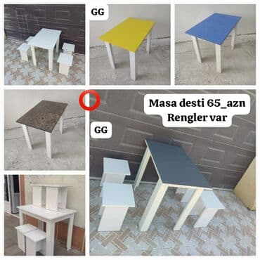 plastik taburetka: Mətbəx üçün, Yeni, Açılmayan, Dördbucaq masa, 4 stul — 1