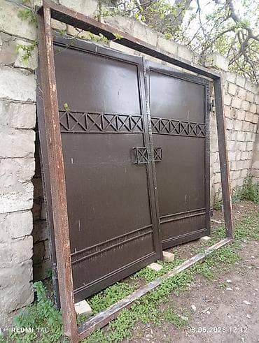 Yeni Dəmir Həyət darvazası, Yana açılan, 2 m, Mexaniki, Şəbəkə ilə, rəng - Qəhvəyi, Kredit yoxdur