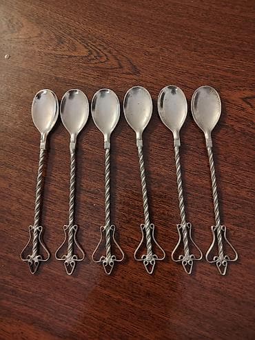 qaşıq: Melixor gümüş üzüklü qaşıq dəsti – 6 ədəd - Material: metal ərinti — 2