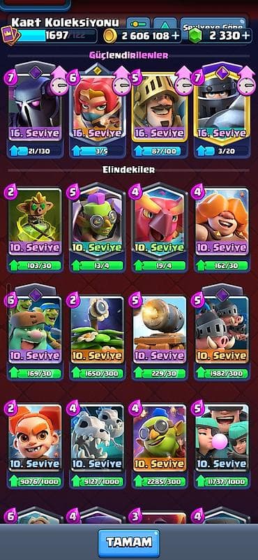 Clash royale hesabı. Hesabda 2 milyon altın və 2 min elmas var — 3