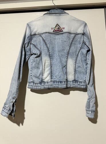 Другая женская одежда: Qadınlar üçün cins gödəkçə - Rəng: açıq yuyulmuş mavi - Kəsim: crop — 2