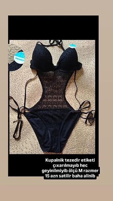 hamam xeleti: Qara rəngli bərkidici krujeva detallı monokini. Üst hissə büstqalter — 1