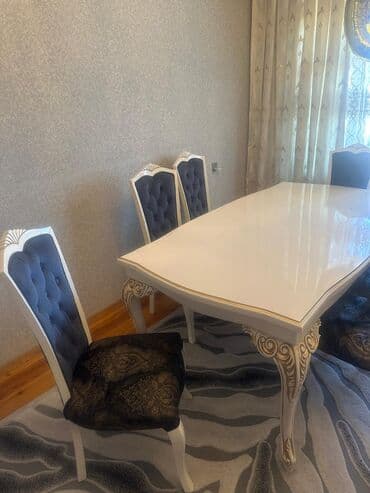 Qonaq otağı üçün, İşlənmiş, Kvadrat masa, 4 stul