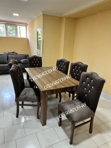 ders masaları: Qonaq otağı üçün, Yeni, Açılmayan, Dördbucaq masa, 6 stul — 1