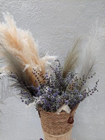 Ev və bağ: Dekorativ quru güllər kompozisiyası – pampas otları və lavanda dəstəsi — 4