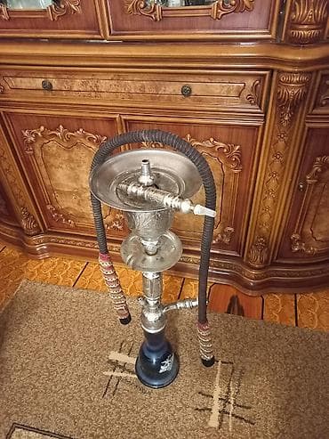 Nargilə – klassik dizaynlı, iki şlanqlı model - Korpus: gümüşü rəngli — 3