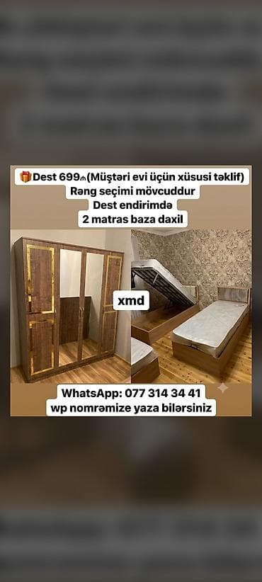 taxta cardaq carpayı: Yataq otağı dəsti – müştəri evi üçün xüsusi təklif Tərkibi: - 3 — 1