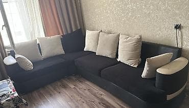 sultan divan: Künc divanı – geniş ölçülü, L formalı - Rəng: qara oturacaq və arxa — 1