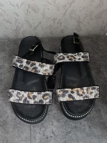 sandalet: Qadın ayaqqabıları – daşlı və parlaq modellər dəsti - Model 1: Qara — 1