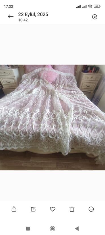 ringlice za tekstil: Məhsul: Krujeva naxışlı tül pərdə/parça - Rəng: ağ (şəffaf tül — 1