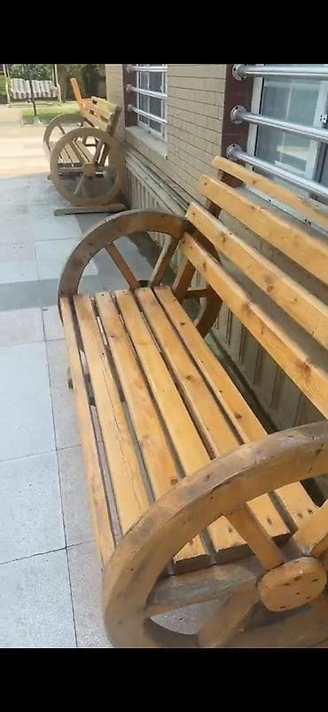 plastik stullar: Yumru masa, 10 stul, Açılmayan, Stullar ilə, Taxta — 5