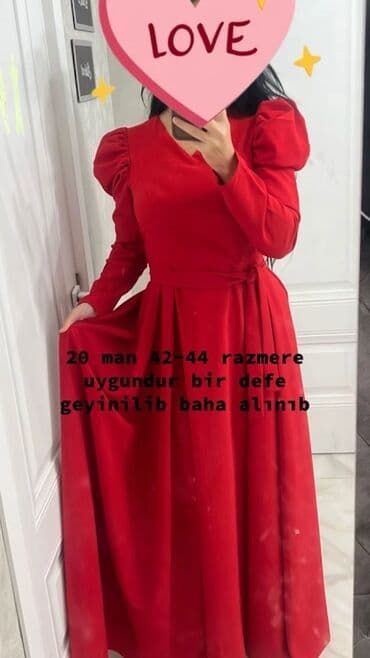 bine qadın geyimleri instagram: Qadın geyimləri paketi - Yaşıl maxi don: uzun, qollu, beldən yığma — 2