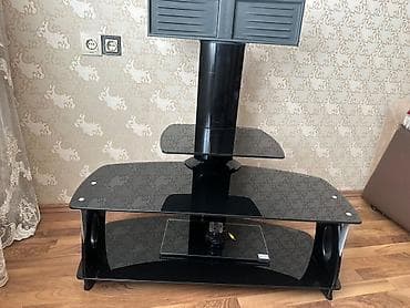 tv stend satilir: Düz TV altlığı, Polkalı, Şüşəli — 2