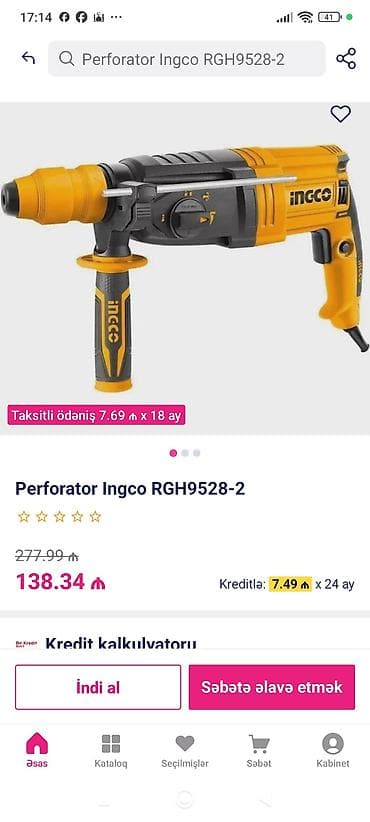 Perforator Ingco RGH9528-2 - Güclü perforator/rotor çəkic: beton