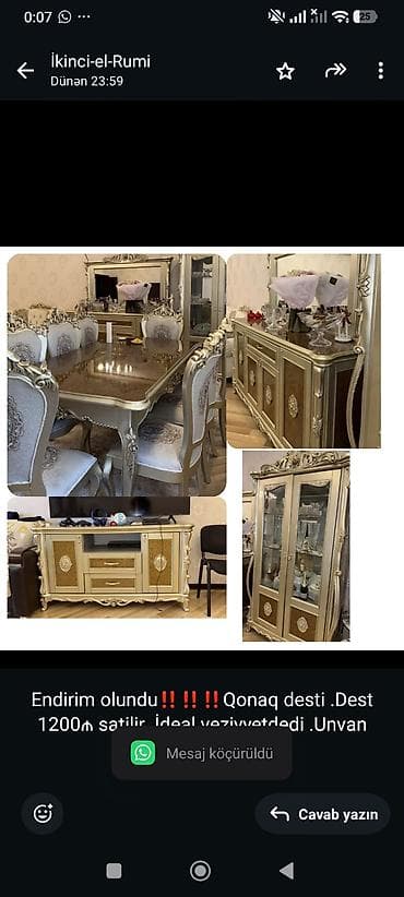 1200: Endirim olundu‼️‼️‼️Qonaq desti .Dest 1200₼ satilir .İdeal — 1
