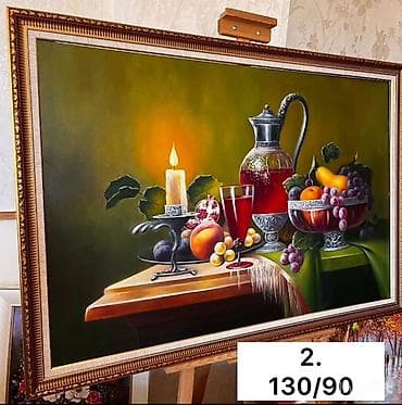 nar ağacı: Yağlı boya tablo kolleksiyası – çərçivəli, iri ölçülü əsərlər 1) 3D — 2