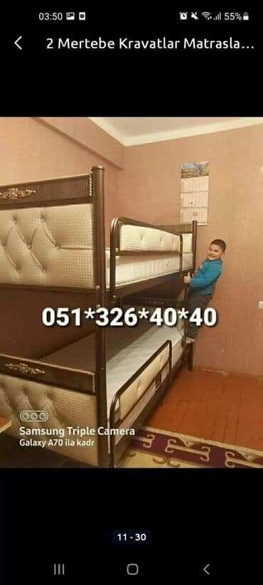 lis demir: Oğlan və qız üçün, Çarpayı, Matras ilə, Dəmir — 22