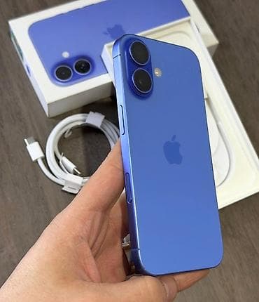 IPhone 16, 128 GB, Göy, Zəmanət, Simsiz şarj, Face ID