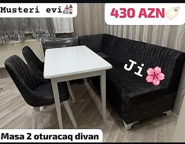 bar stul: Mətbəx üçün, Yeni, Açılmayan, Dördbucaq masa, 2 stul — 1