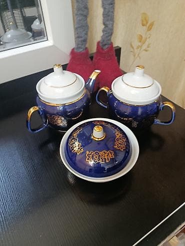Çay dəsti, rəng - Mavi, Farfor