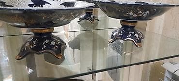 yolka senliyi: Qədimi üslubda bəzəkli 2 ədəd ayaqlı porselen meyvə/meyvə qabı dəsti — 2