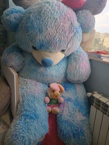 товары для кроликов: Böyük ölçülü plyuş oyuncaq ayı və kiçik plyuş dovşan. - Ayı: çox iri — 1