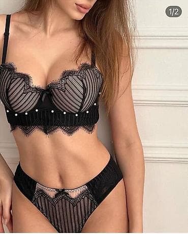 des geyimler: Qadın Dəst Alt Paltarı – 2 parça - Rəng: Qara - Model: Bralet tipli — 1
