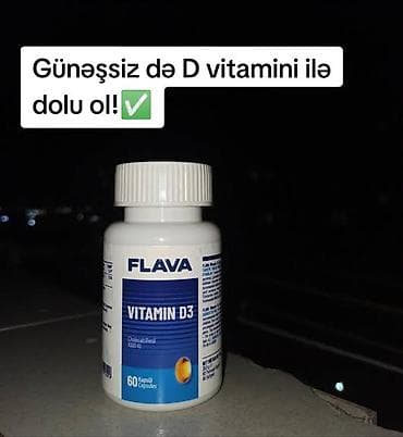 FLAVA Vitamin D3 – D3 vitamini kapsulları - Tərkib: Kolekalsiferol