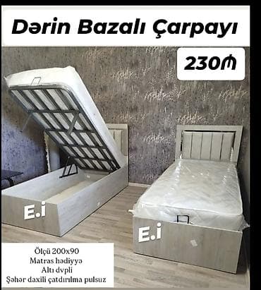 Çarpayılar: Yeni, Təknəfərlik çarpayı, Bazalı, Matras ilə, Siyirməsiz — 1
