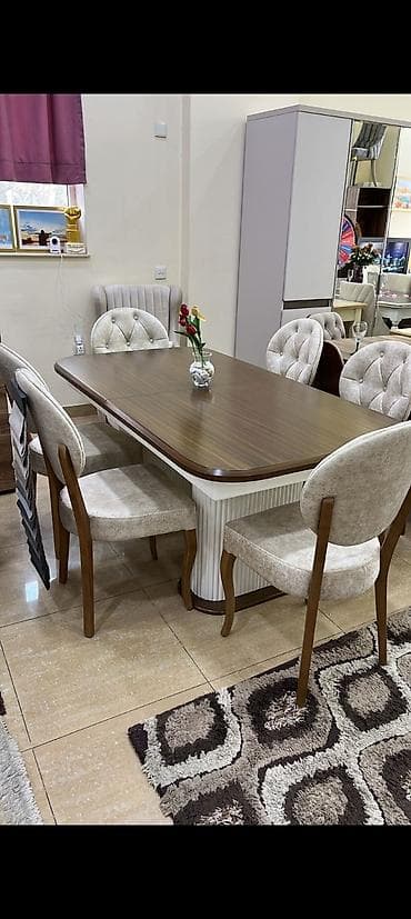 kuxna usdolu: Mətbəx üçün, Açılmayan, Dördbucaq masa, 6 stul — 6