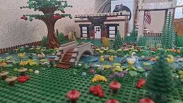 dekor ad gunu: Podorijinal (analog) LEGO diyorama – “Kənd həyəti və çay kənarı” — 2