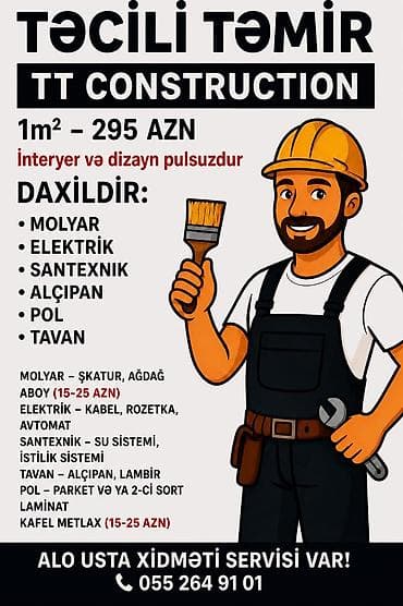 tam insaat: Təcili təmir xidməti – TT Construction 1 m² – 295 AZN və 399 AZN — 3