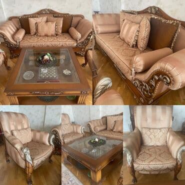 soyunma masası: İşlənmiş, Divan, Jurnal masası, Divan, 2 kreslo, Bazasız, Açılmayan — 1