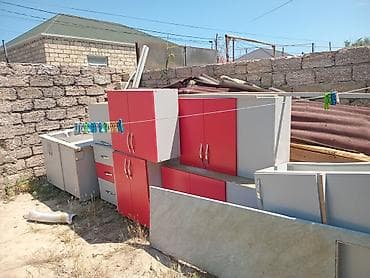 Mətbəx mebel dəsti - Rəng: boz və qırmızı kombinasiyası - Material lalafo.az -da Mətbəx mebel dəsti - Rəng: boz və qırmızı kombinasiyası - Material