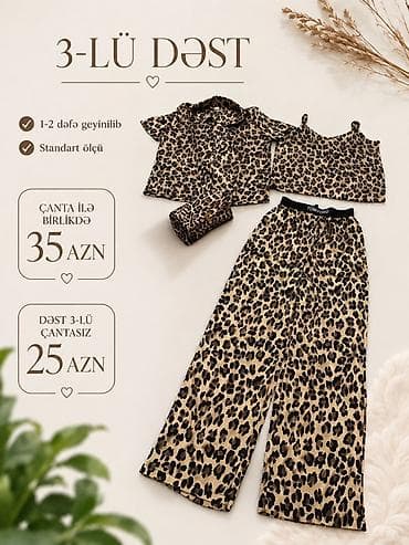 3-lü leopard naxışlı dəst - Tərkib: qolsuz top, qısaqol köynək və eni lalafo.az -da 3-lü leopard naxışlı dəst - Tərkib: qolsuz top, qısaqol köynək və eni