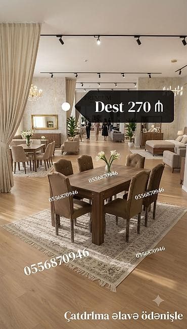Qonaq otağı üçün, Yeni, Açılmayan, Dördbucaq masa, 6 stul lalafo.az -da Qonaq otağı üçün, Yeni, Açılmayan, Dördbucaq masa, 6 stul