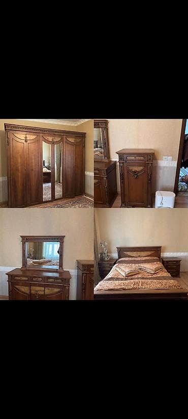İkinəfərlik çarpayı, Dolab, Komod, 2 tumba, İşlənmiş — 1