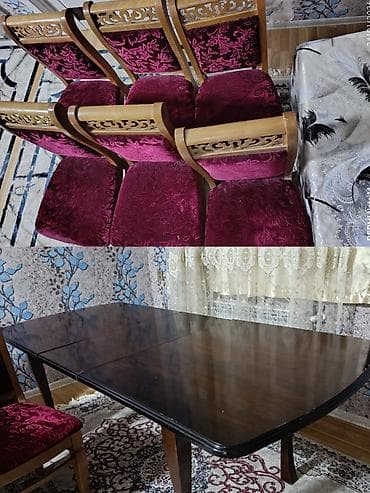 İşlənmiş, Açılan, Kvadrat masa, 6 stul lalafo.az -da İşlənmiş, Açılan, Kvadrat masa, 6 stul