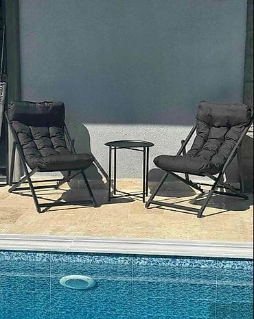 Шезлонги: Şezlonq 🌟Şezlonq ağ və qara rəngləri var, qatlanma özəlliklidir — 3