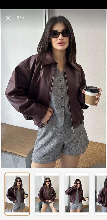 cins kombinezonlar: YENİ‼️‼️Qadınlar üçün qısa dəri gödəkçə - Rəng: tünd qəhvəyi (bordo — 1