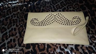 Bej rəngli qadın clutch/çanta - Material: yumşaq dəriyəoxşar material — 1
