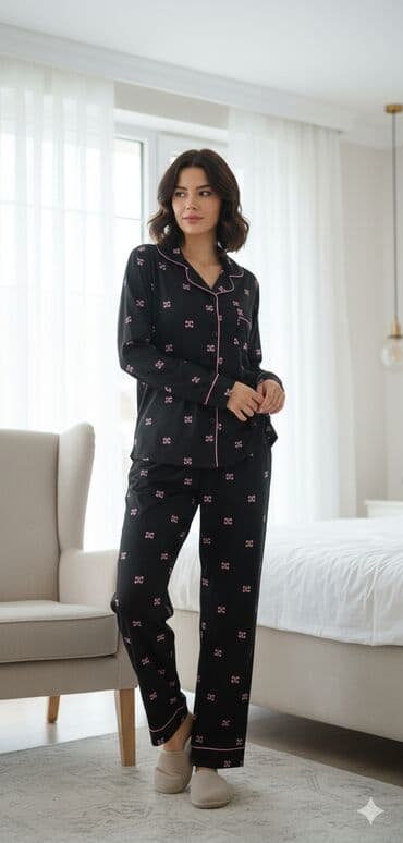 Sviterlər: Qadın pijama dəsti – uzunqol köynək və uzun şalvar - Modellər — 1