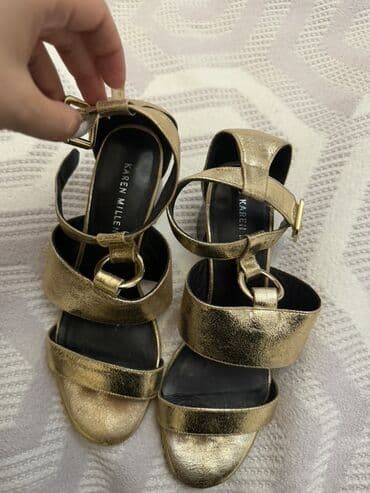 Çəkmələr: Qadın ayaqqabıları paketi 1) Karen Millen qızılı rəngli sandalet - — 1