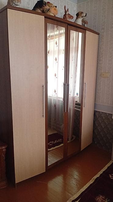 4 qapılı, Güzgülü, Qəhvəyi, Digər material, Açılan, Düz dolab — 5