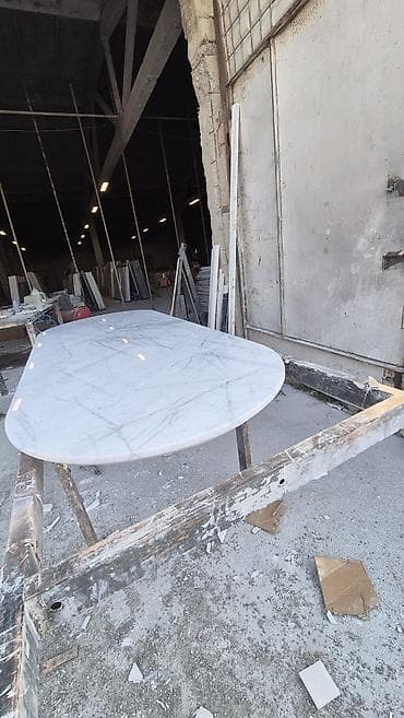 Мебель: Mərmər masa üstü – oval/uzunsov forma - Material: təbii ağ mərmər — 4