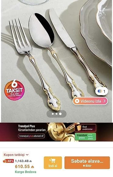 Столовые приборы: Klassik dizaynlı süfrə ləvazimatı dəsti 12 parça (hər biri) — 4