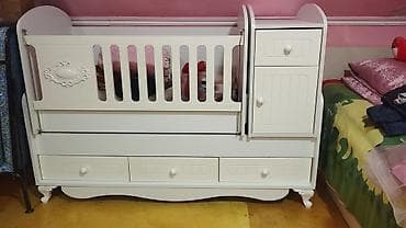 mebel dolab: Oğlan və qız üçün, İşlənmiş, Dördbucaq, Beşik, Dəst ilə, Matras ilə, Yellənmə mexanizmsiz — 5