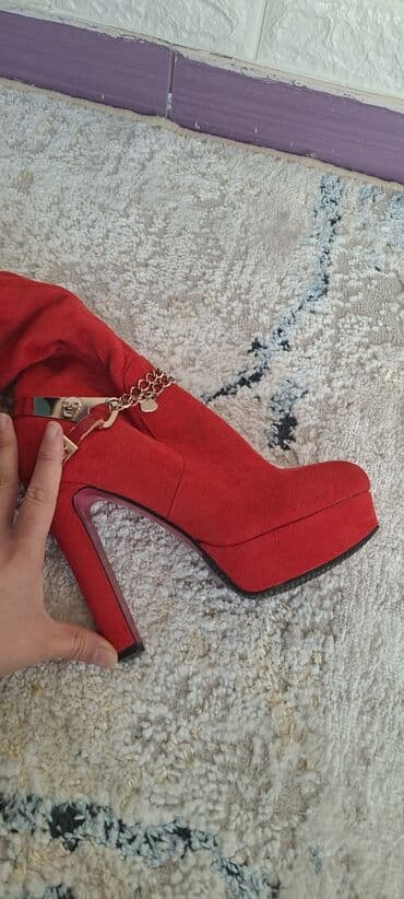 lak çəkmələr: Ölçü: 38, rəng - Qırmızı, Yeni — 3